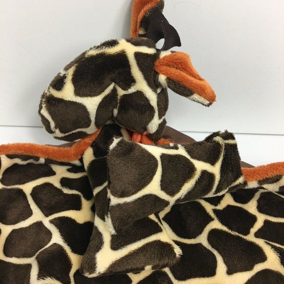 Woof & Poof Giraffe Plush Lovey Security Blanket Satin Side Brown Orange Soft - Picture 3 of 12